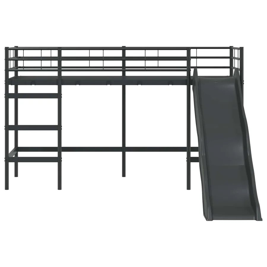 Lit superposé pour enfants avec toboggan Noir et anthracite - 5