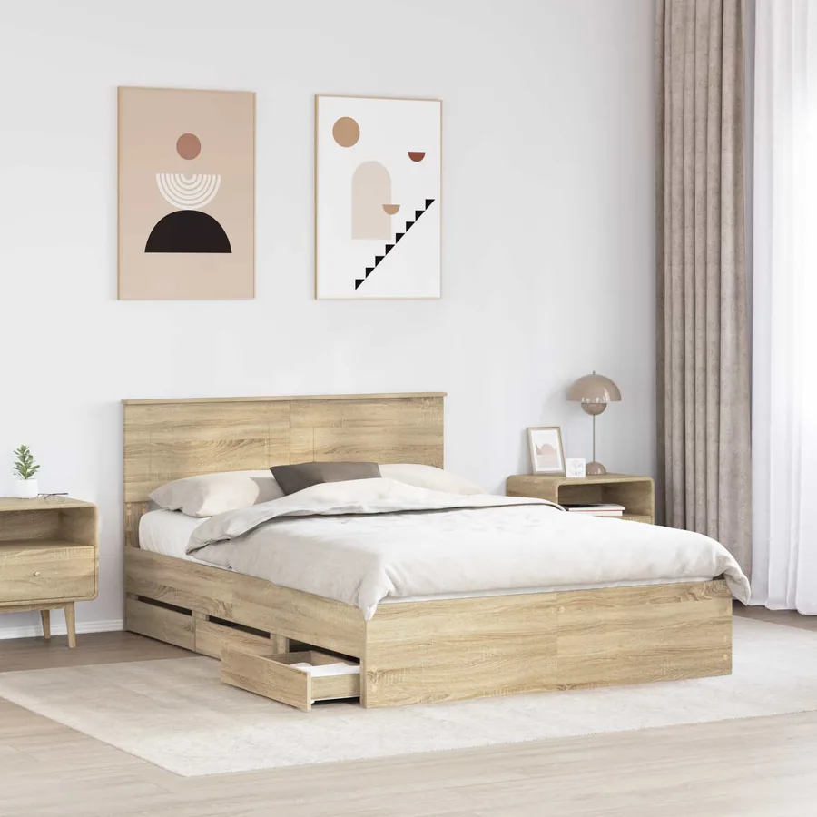 Cadre de lit Chêne Sonoma 160 x 200 cm Bois Ingénierie - 3