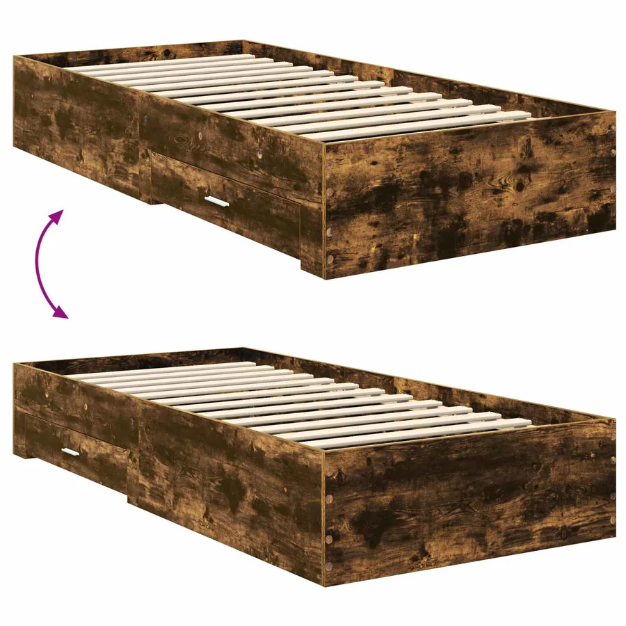 Cadre de lit Chêne fumé 100 x 200 cm Bois d'ingénierie - 12