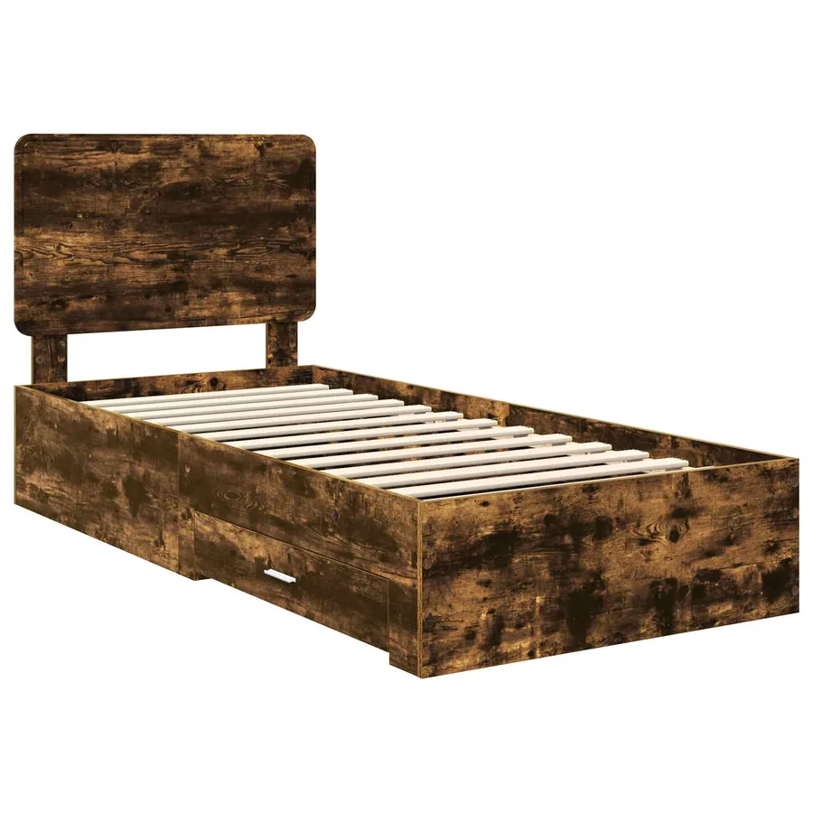 Cadre de lit Chêne fumé 100 x 200 cm Bois d'ingénierie - 4