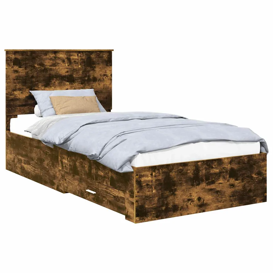 Cadre de lit Chêne fumé 100 x 200 cm Bois d'ingénierie - 2