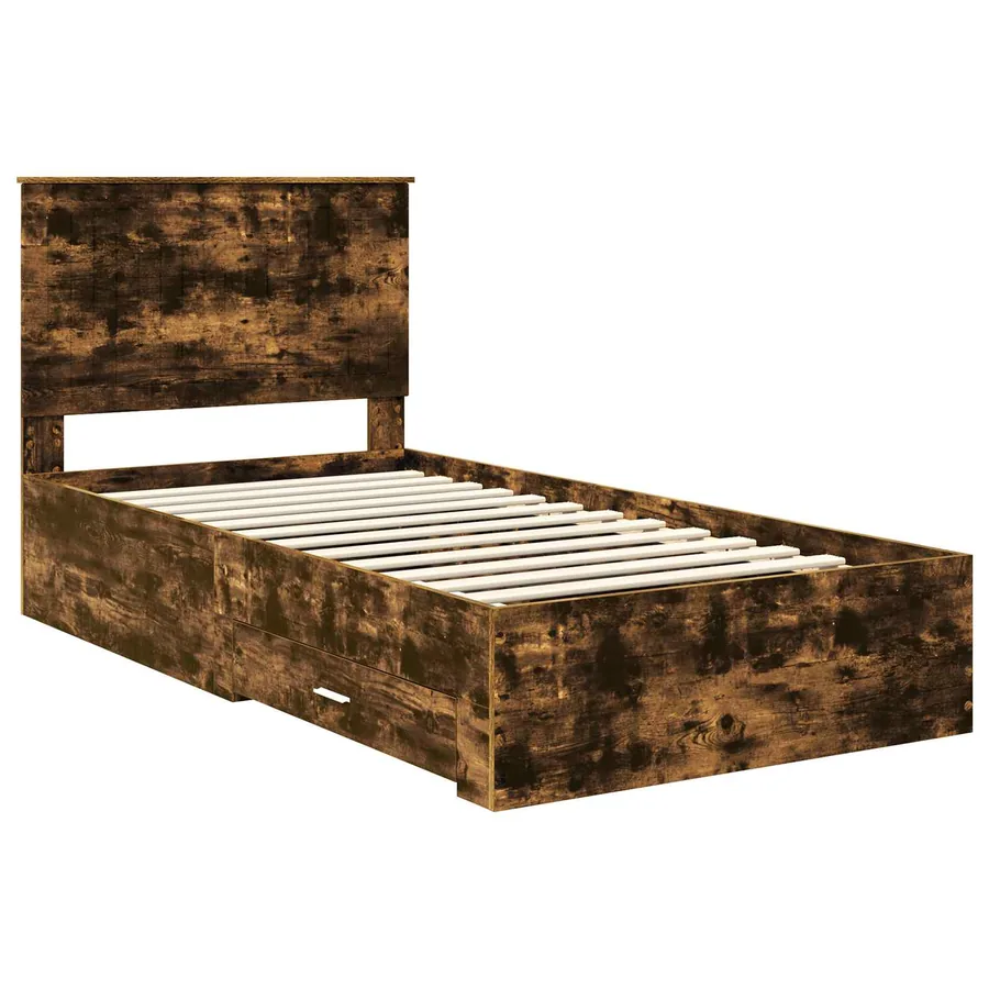 Cadre de lit Chêne fumé 100 x 200 cm Bois d'ingénierie - 4