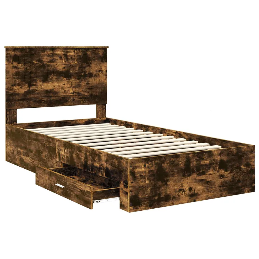 Cadre de lit Chêne fumé 100 x 200 cm Bois d'ingénierie - 5