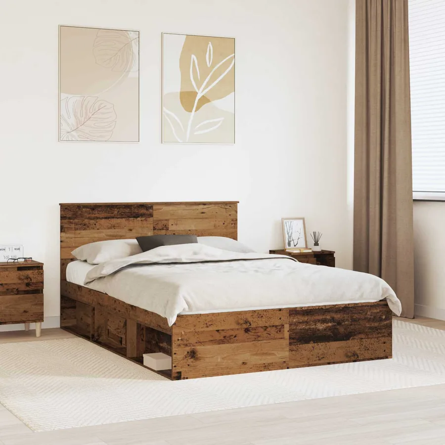 Cadre de lit Bois ancien 160 x 200 cm Bois d'ingénierie