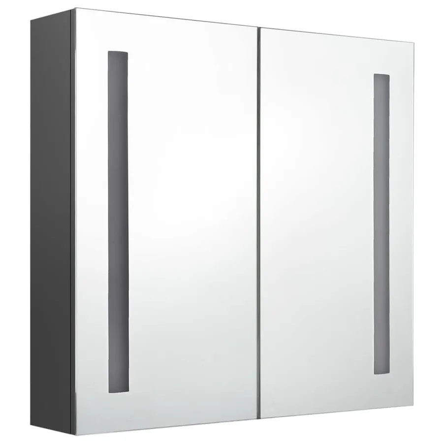 Armoire de salle de bain à miroir LED Gris 62x14x60 cm - 3