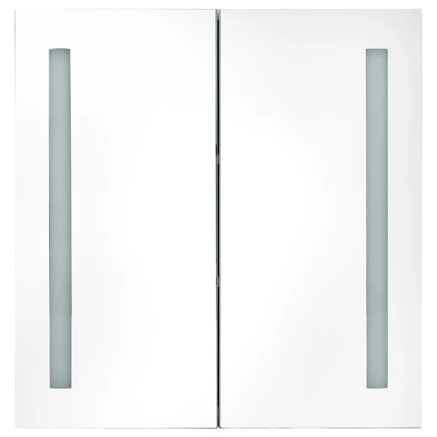 Armoire de salle de bain à miroir LED Gris 62x14x60 cm - 4