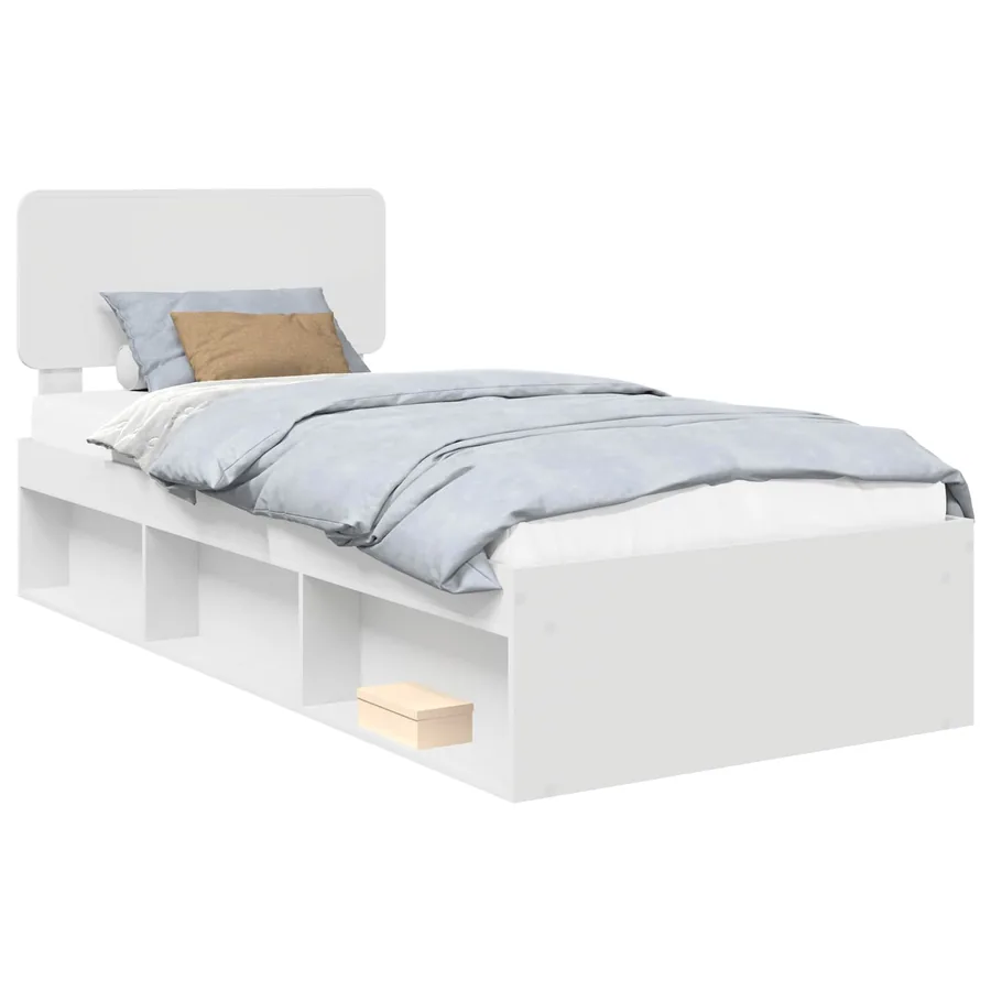 Cadre de lit avec tête de lit Blanc 90 x 190 cm Pin massif - 2