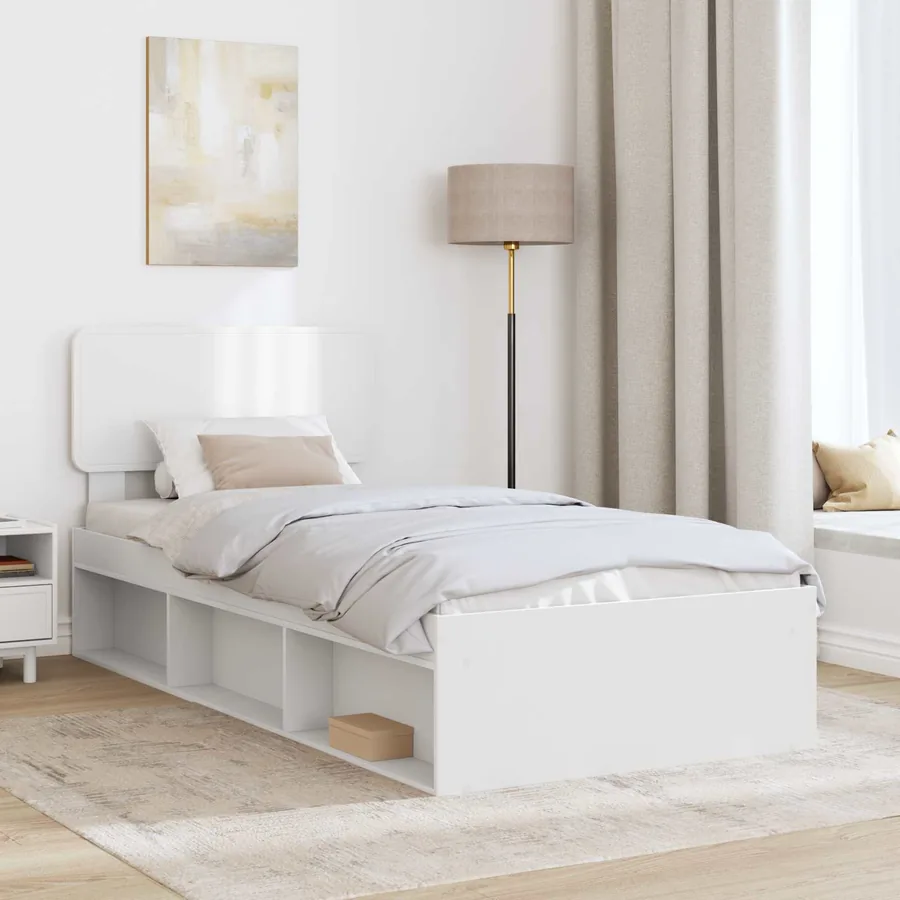 Cadre de lit avec tête de lit Blanc 90 x 190 cm Pin massif - 3