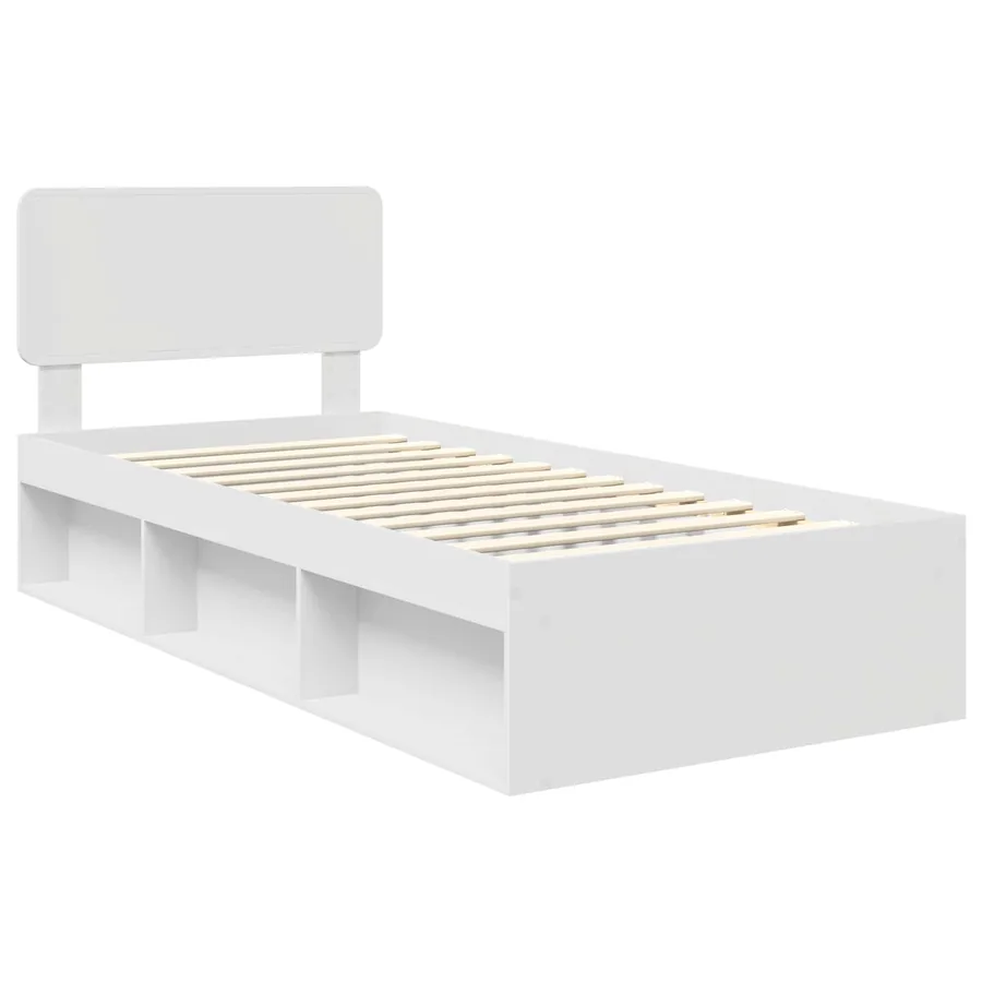 Cadre de lit avec tête de lit Blanc 90 x 190 cm Pin massif - 4