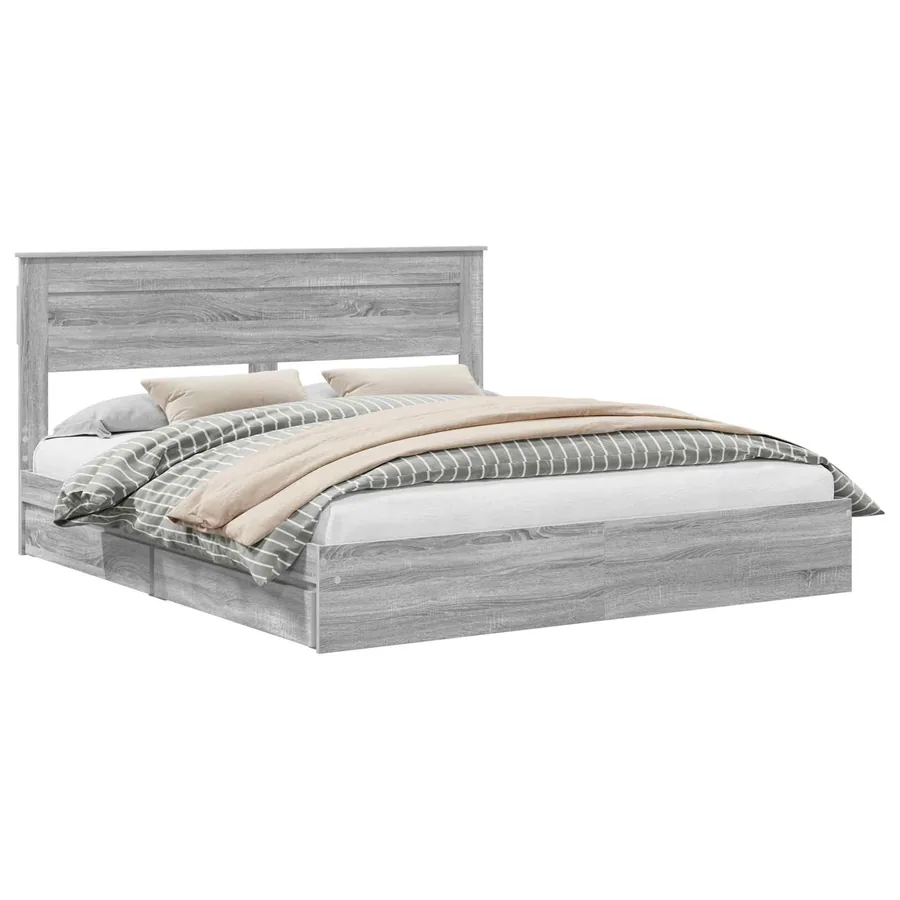 Lit de Rangement Gris Sonoma 200 x 200 cm Bois d'ingénierie - 2