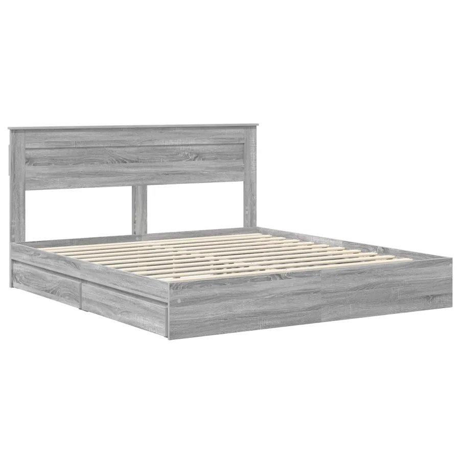 Lit de Rangement Gris Sonoma 200 x 200 cm Bois d'ingénierie - 4