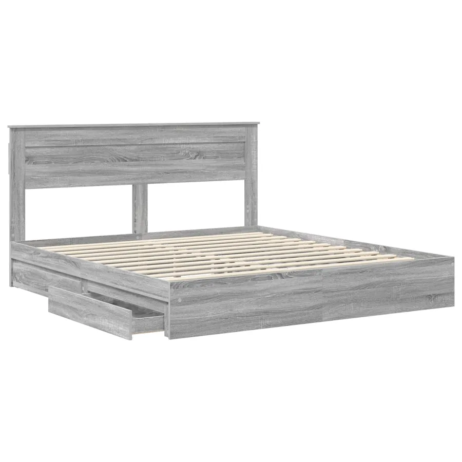 Lit de Rangement Gris Sonoma 200 x 200 cm Bois d'ingénierie - 5