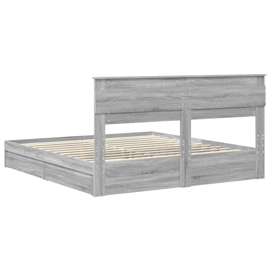 Lit de Rangement Gris Sonoma 200 x 200 cm Bois d'ingénierie - 8