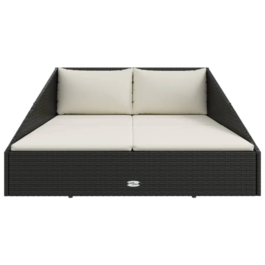 Garden Daybed Black 110x200 cm Poly Rattan - 3