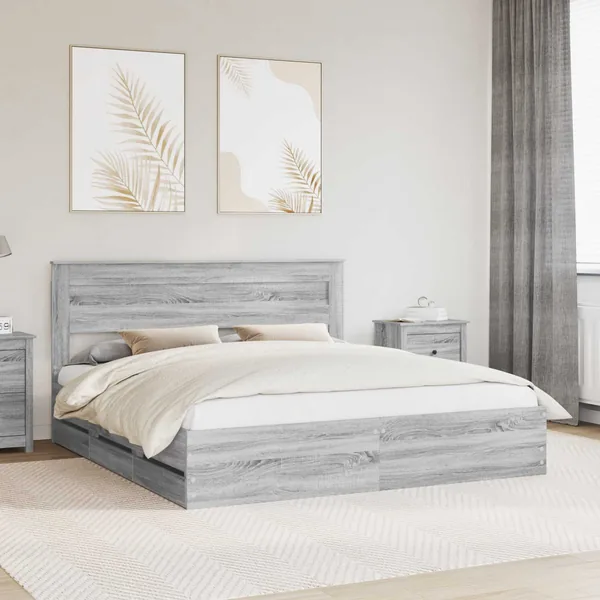 Cadre de lit Gris Sonoma 200 x 200 cm Bois Ingénierie