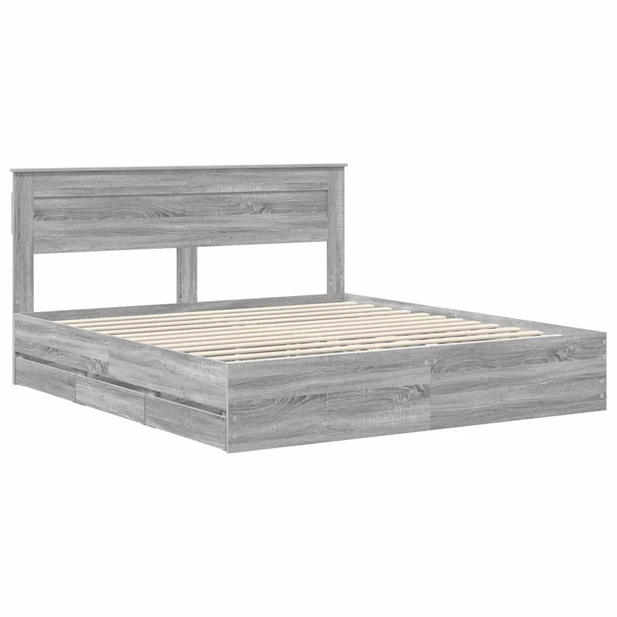 Cadre de lit Gris Sonoma 200 x 200 cm Bois Ingénierie - 4