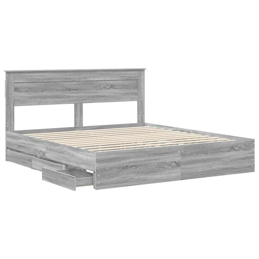 Cadre de lit Gris Sonoma 200 x 200 cm Bois Ingénierie - 5