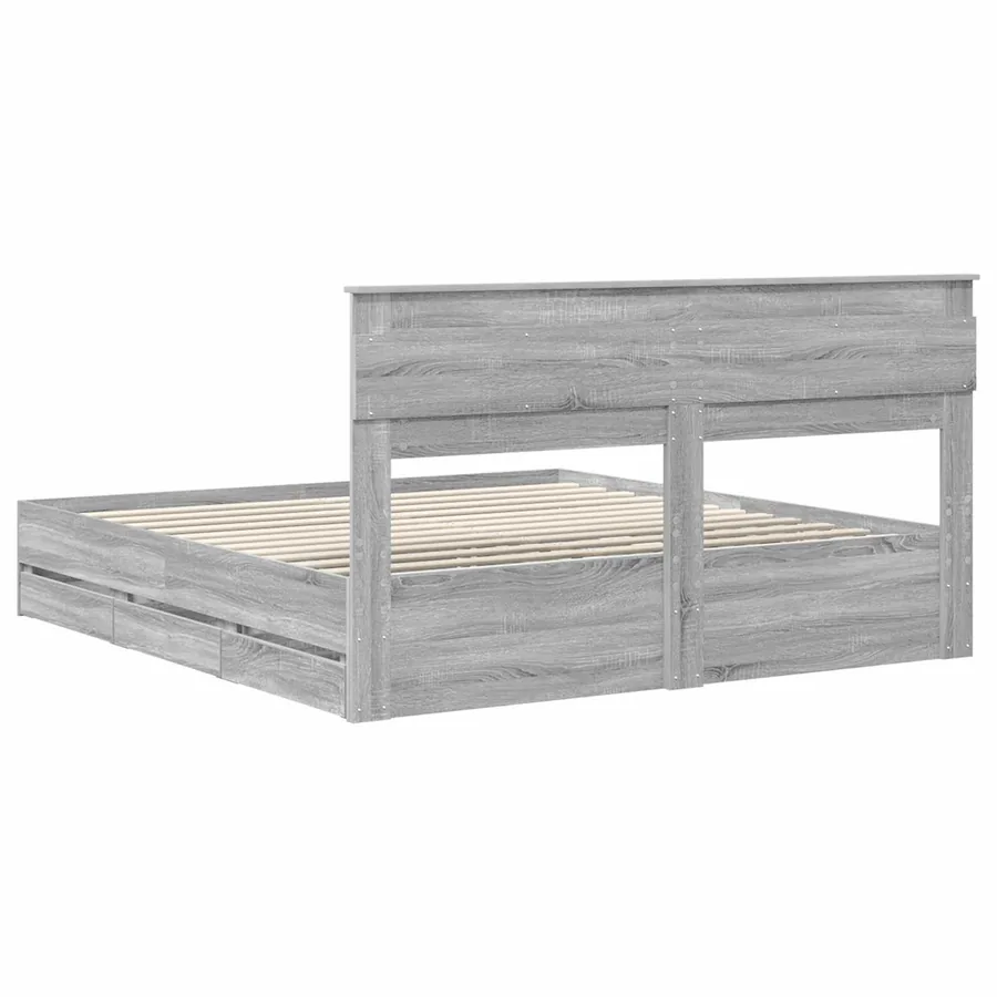 Cadre de lit Gris Sonoma 200 x 200 cm Bois Ingénierie - 8