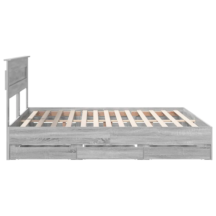 Cadre de lit Gris Sonoma 200 x 200 cm Bois Ingénierie - 9