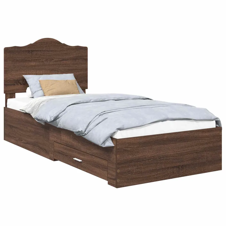 Cadre de lit Chêne brun 70 x 190 cm Bois d'ingénierie - 2