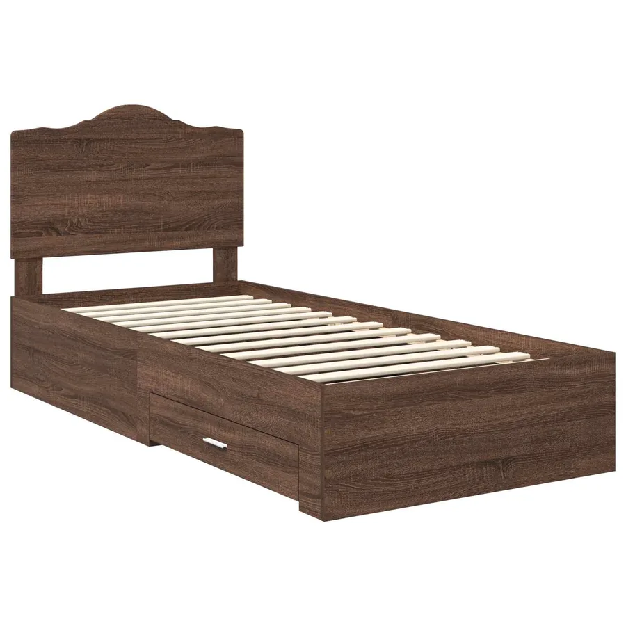 Cadre de lit Chêne brun 70 x 190 cm Bois d'ingénierie - 4