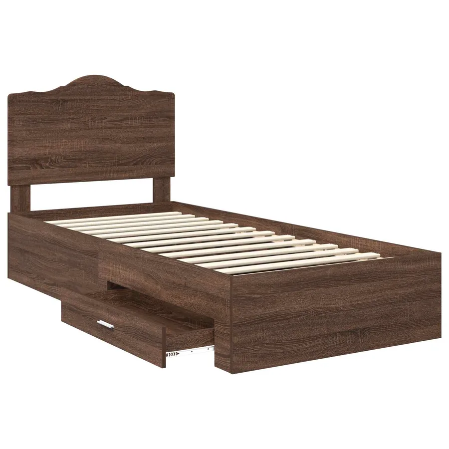 Cadre de lit Chêne brun 70 x 190 cm Bois d'ingénierie - 5