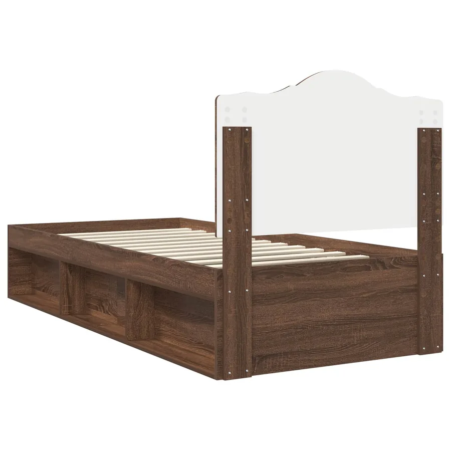 Cadre de lit avec tête de lit Chêne brun 75 x 190 cm Pin massif - 9