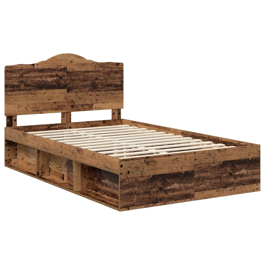 Cadre de lit Bois ancien 120 x 190 cm Pin massif - 4