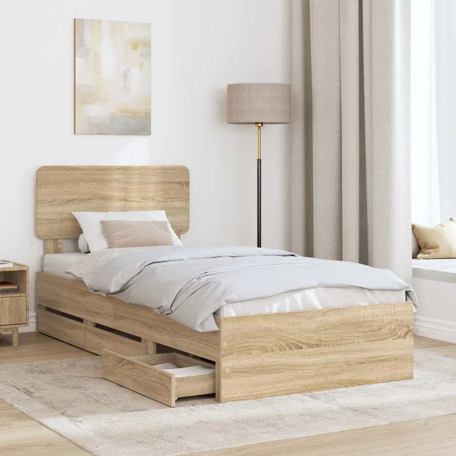 Cadre de lit Chêne Sonoma 90 x 200 cm Bois d’ingénierie - 3
