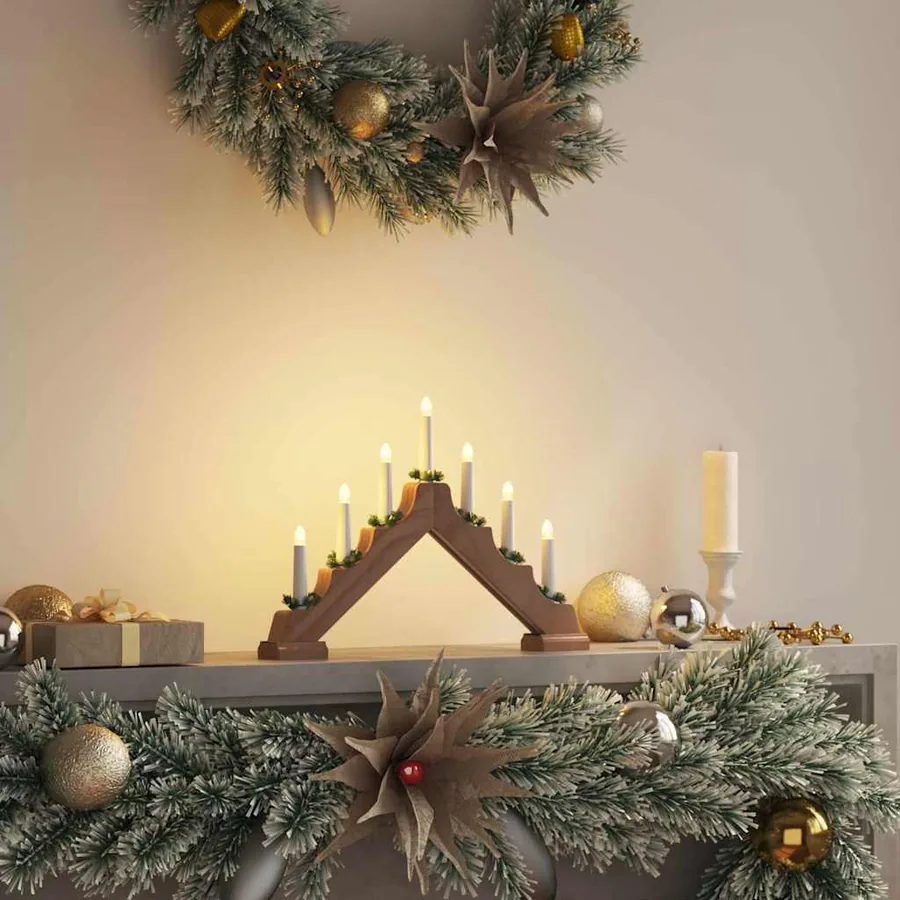 Pont de bougie de Noël Marron 39.5 x 5 x 29 cm Pin massif
