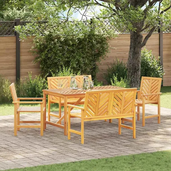 Ensemble de salle à manger pour jardin 5 pc Marron