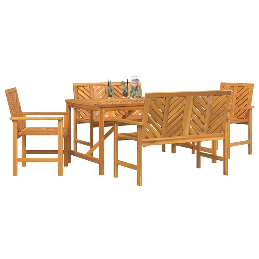 Ensemble de salle à manger pour jardin 5 pc Marron - 3