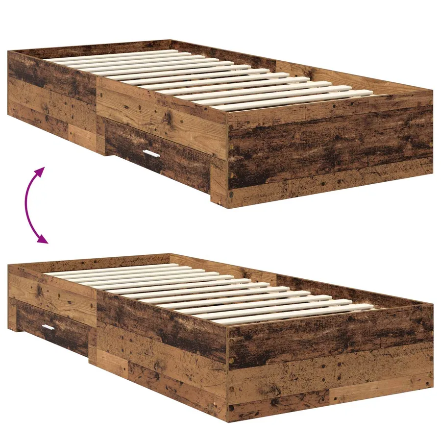 Cadre de lit Bois ancien 100 x 200 cm Bois d'ingénierie - 12