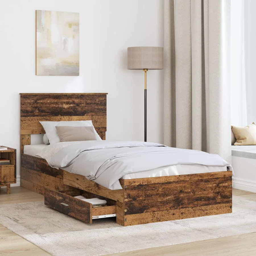 Cadre de lit Bois ancien 100 x 200 cm Bois d'ingénierie - 3