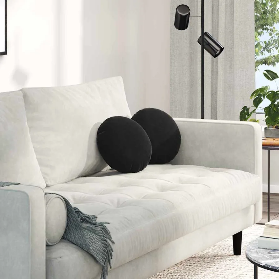 Coussins de siège 2 pcs Noir Ø30 x 13 cm Velours