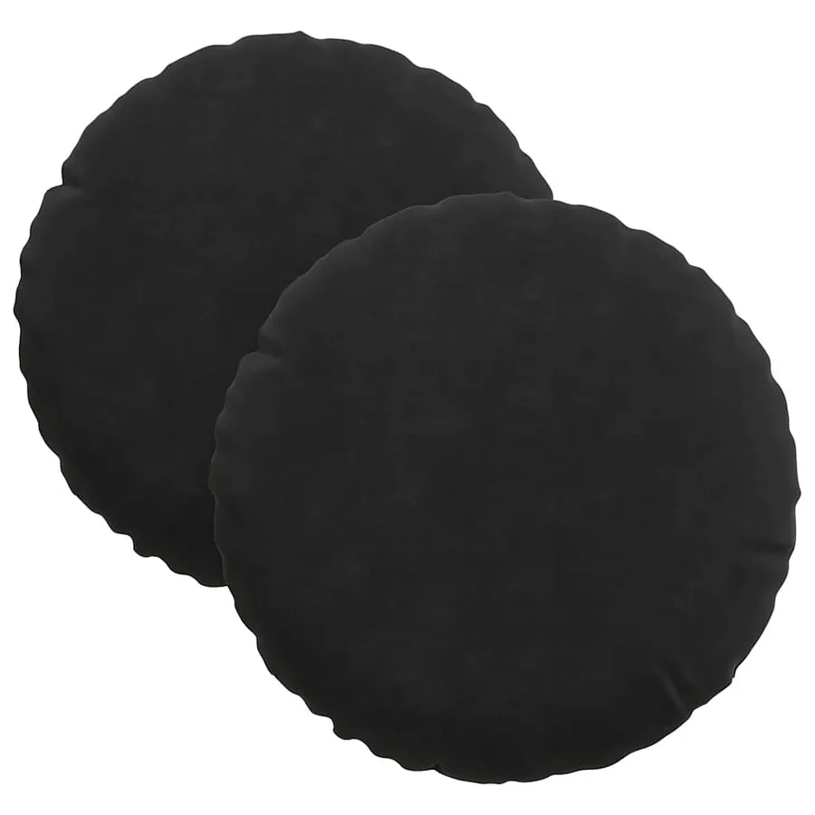 Coussins de siège 2 pcs Noir Ø30 x 13 cm Velours - 2