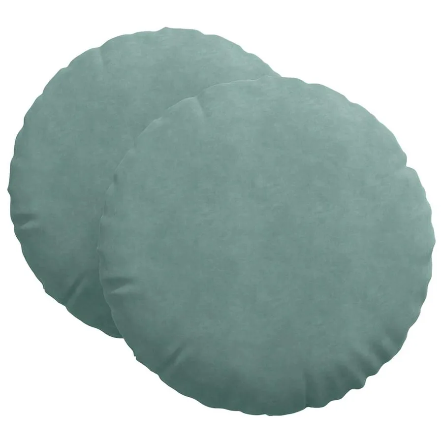Coussins de siège 2 pcs Vert Mer Ø60 x 21 cm Velours - 2