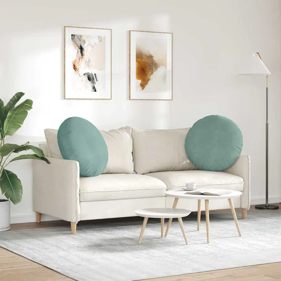 Coussins de siège 2 pcs Vert Mer Ø60 x 21 cm Velours - 4