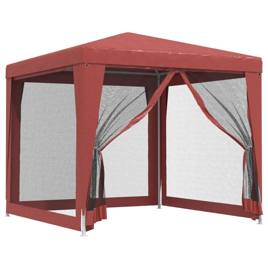 Tente de fête avec 4 parois latérales en maille Rouge 2.5x2.5 m - 2
