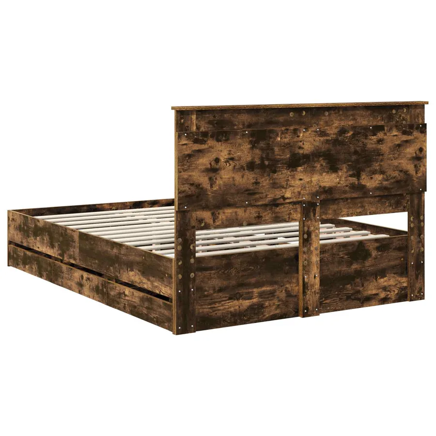 Cadre de lit Chêne fumé 140 x 190 cm Bois Ingénierie - 8