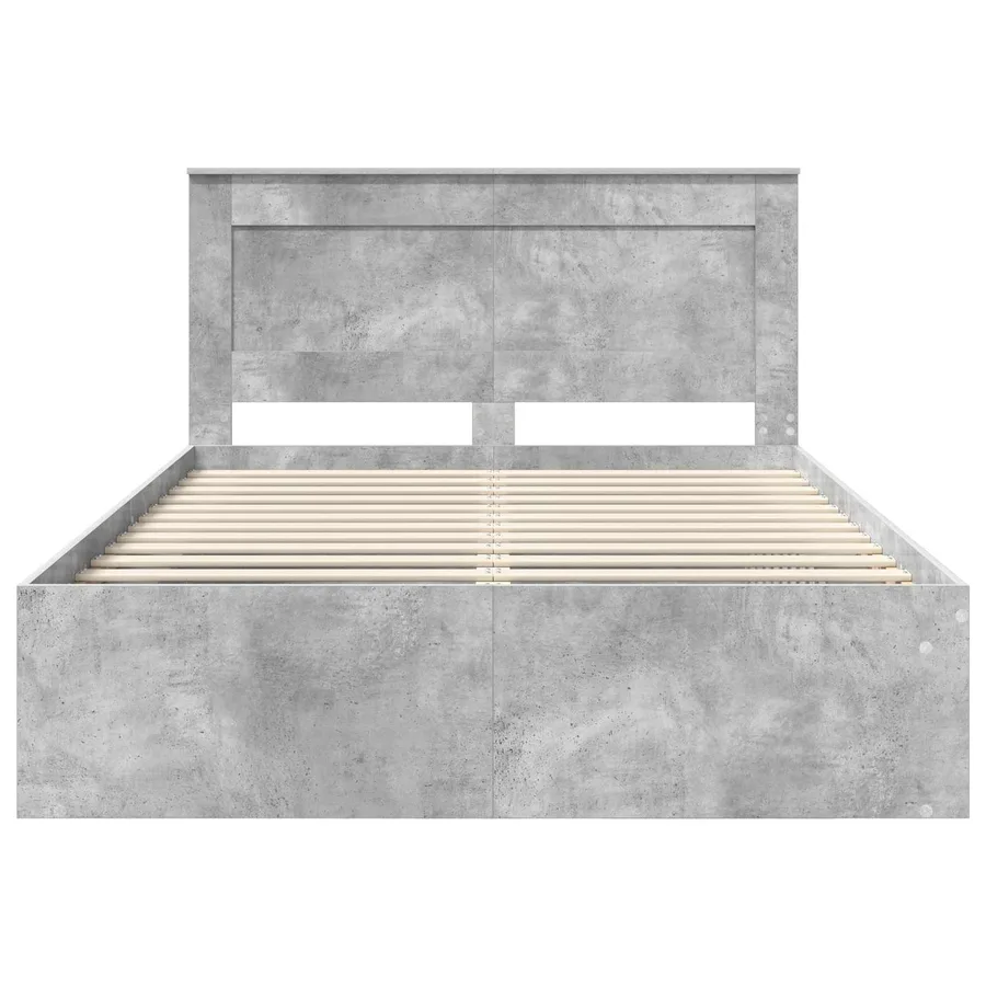 Cadre de lit avec tête de lit Béton 140 x 200 cm Pin massif - 7