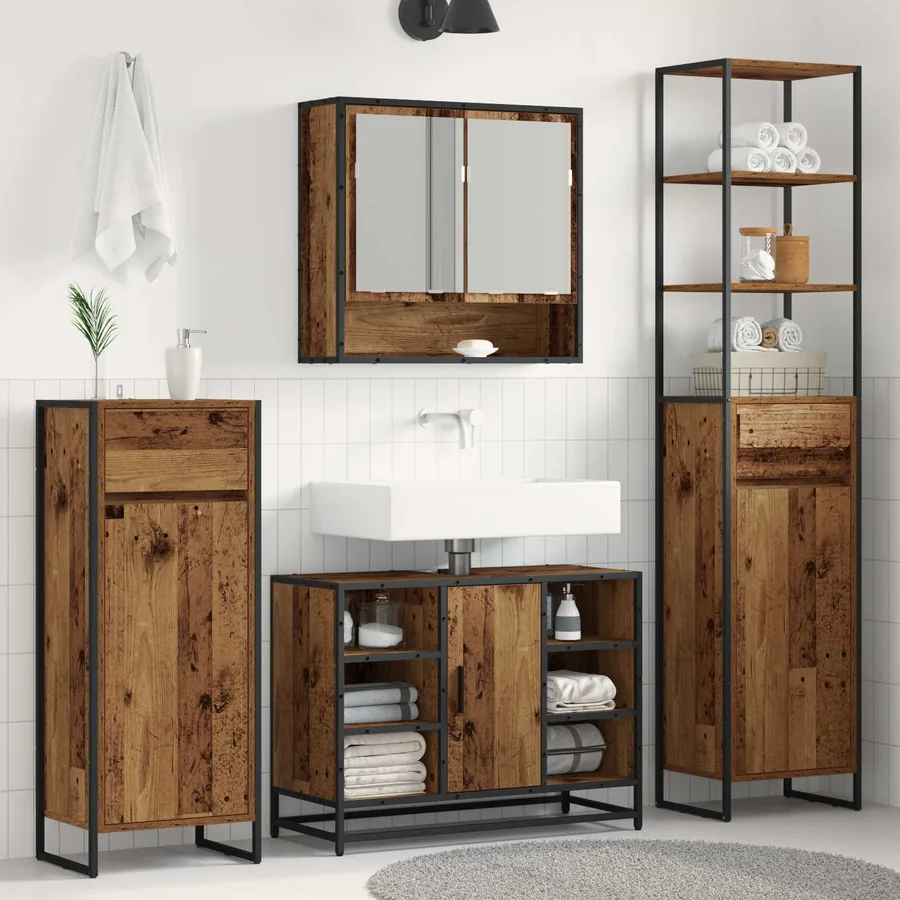 Cabinet de salle de bain Bois Ancien 40 x 30 x 100 cm
