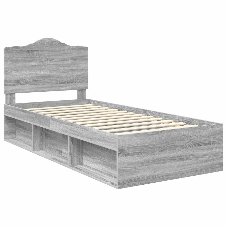 Cadre de lit Gris Sonoma 100 x 200 cm Pin massif - 4