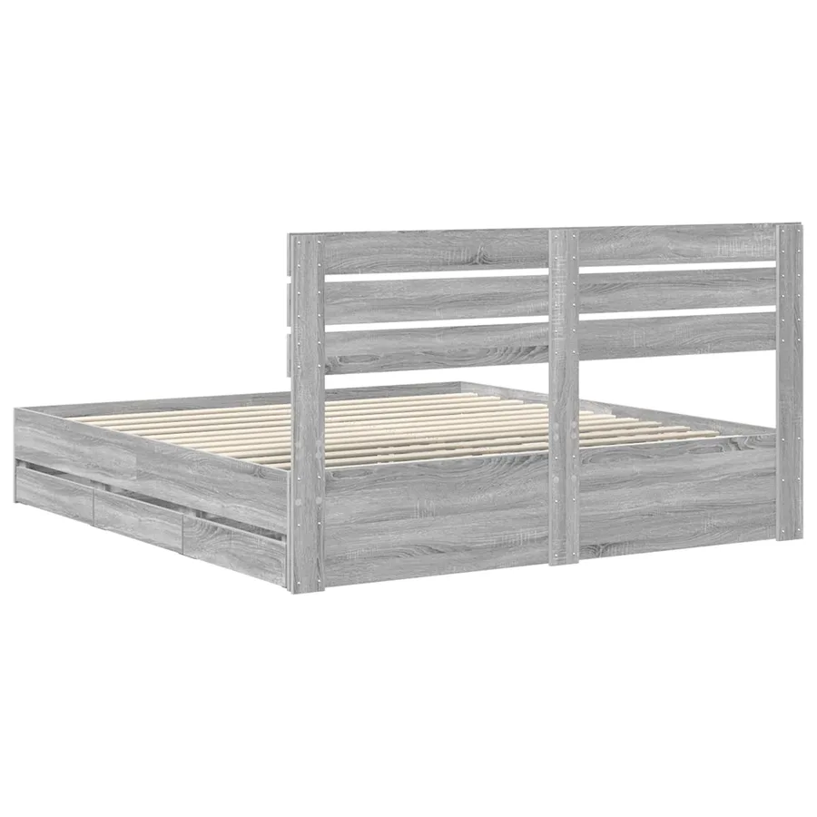 Cadre de lit Gris Sonoma 200 x 200 cm Bois Ingénierie - 10