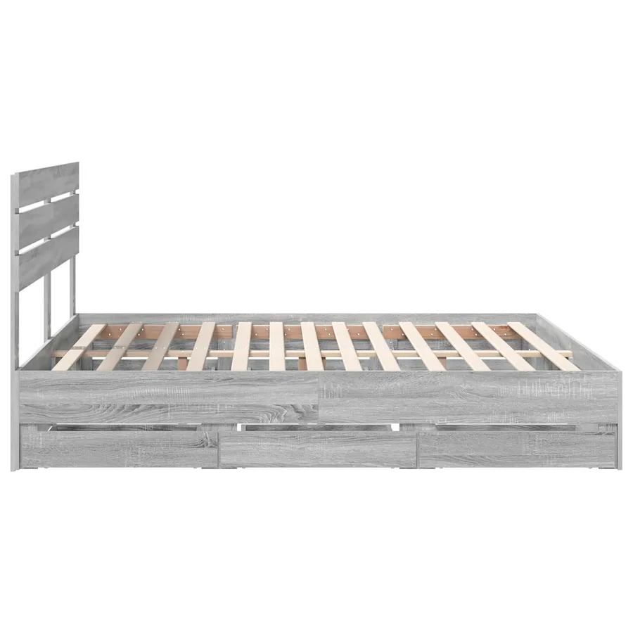 Cadre de lit Gris Sonoma 200 x 200 cm Bois Ingénierie - 9