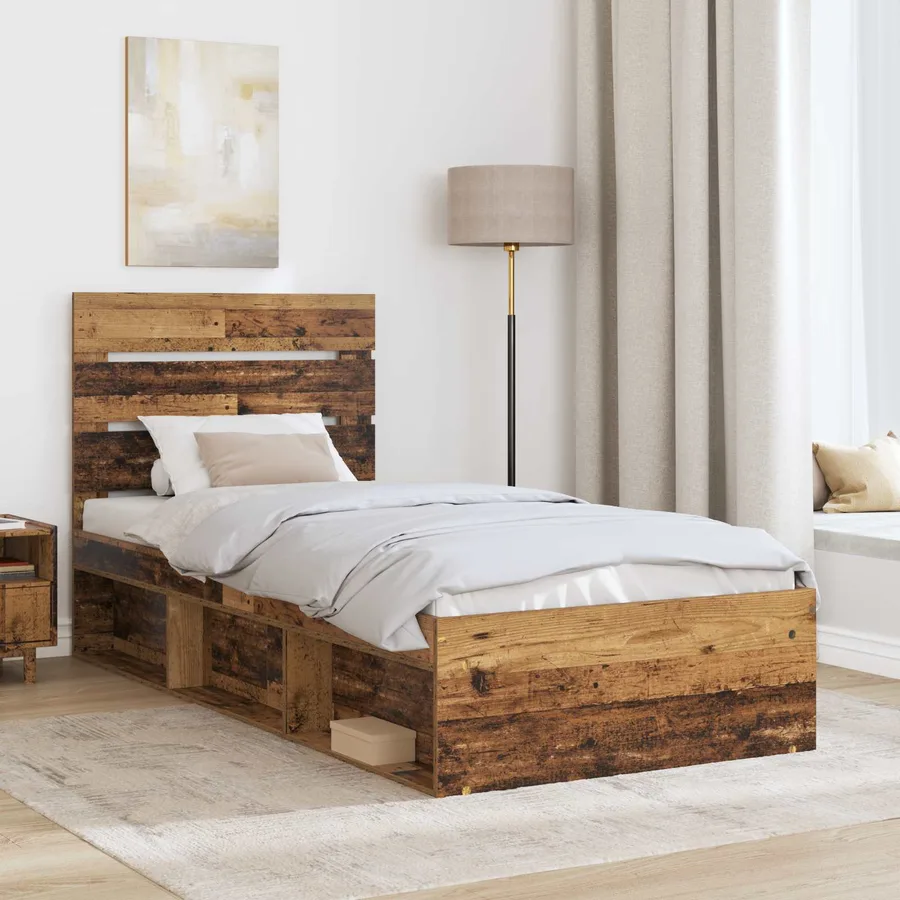 Cadre de lit Bois ancien 90 x 190 cm Bois de pin massif - 3