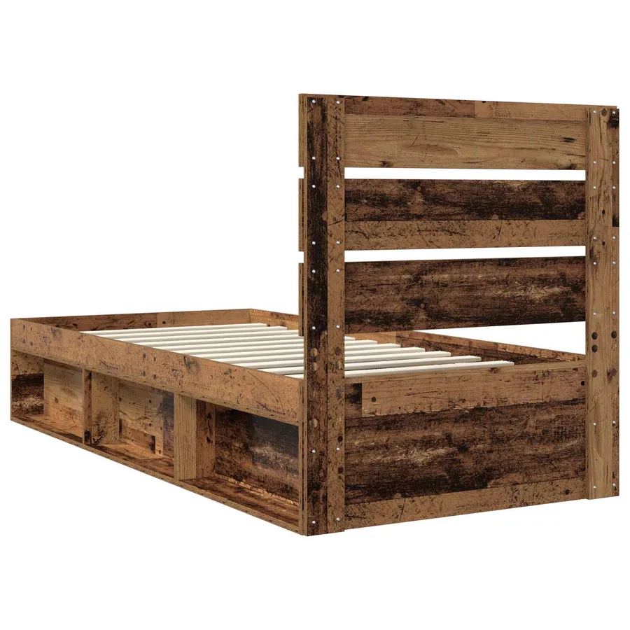Cadre de lit Bois ancien 90 x 190 cm Bois de pin massif - 9