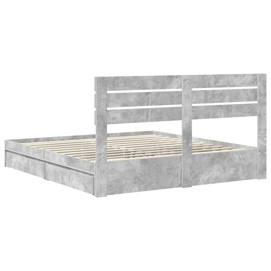 Lit de Rangement Gris béton 200 x 200 cm Bois d'ingénierie - 10