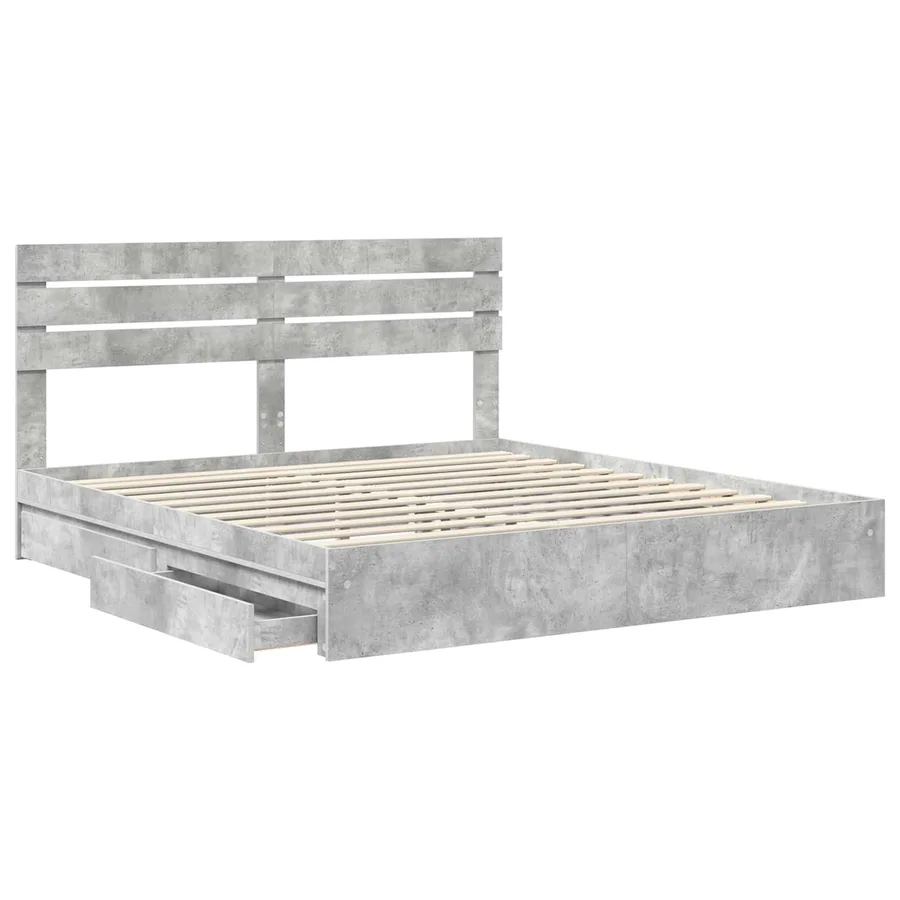 Lit de Rangement Gris béton 200 x 200 cm Bois d'ingénierie - 5