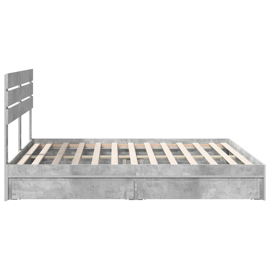 Lit de Rangement Gris béton 200 x 200 cm Bois d'ingénierie - 9